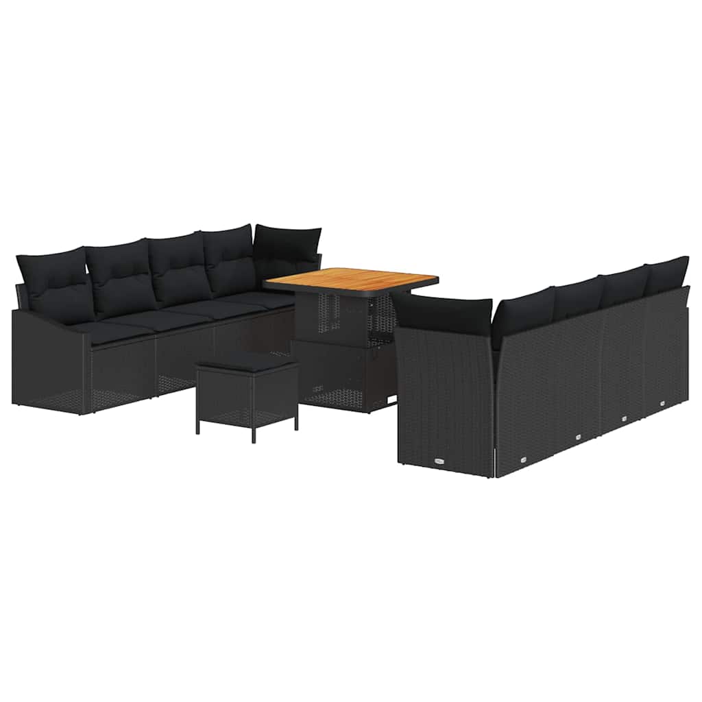 Tuin Sofa Set met kussen met opslag 11 pcs Zwart is nu te koop bij PeponiXL, paradijselijk wonen!