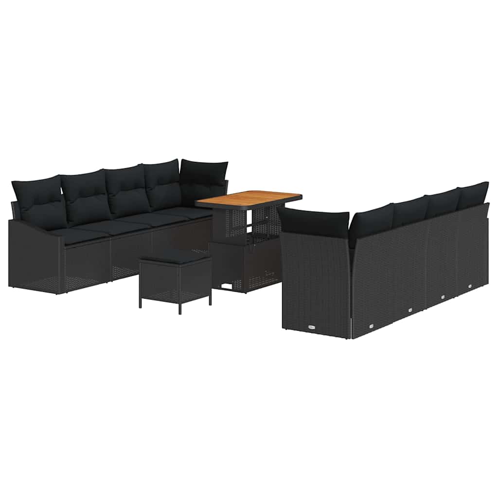 Tuin Sofa Set met kussen met opslag 11 pcs Zwart is nu te koop bij PeponiXL, paradijselijk wonen!