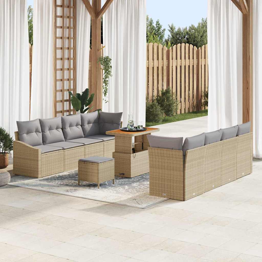 Tuin Sofa Set met kussen met opslag 11 pcs Beige en Licht Grijs is nu te koop bij PeponiXL, paradijselijk wonen!