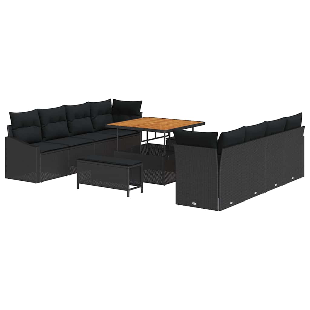 Tuin Sofa Set met kussen met opslag 11 pcs Zwart is nu te koop bij PeponiXL, paradijselijk wonen!