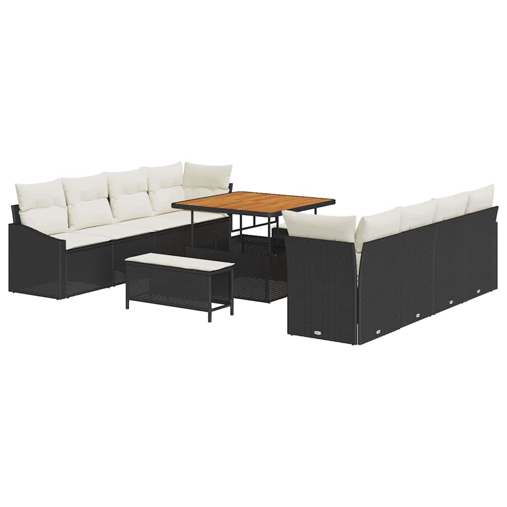 Tuin Sofa Set met kussen met opslag 11 pcs Zwart en Crème is nu te koop bij PeponiXL, paradijselijk wonen!