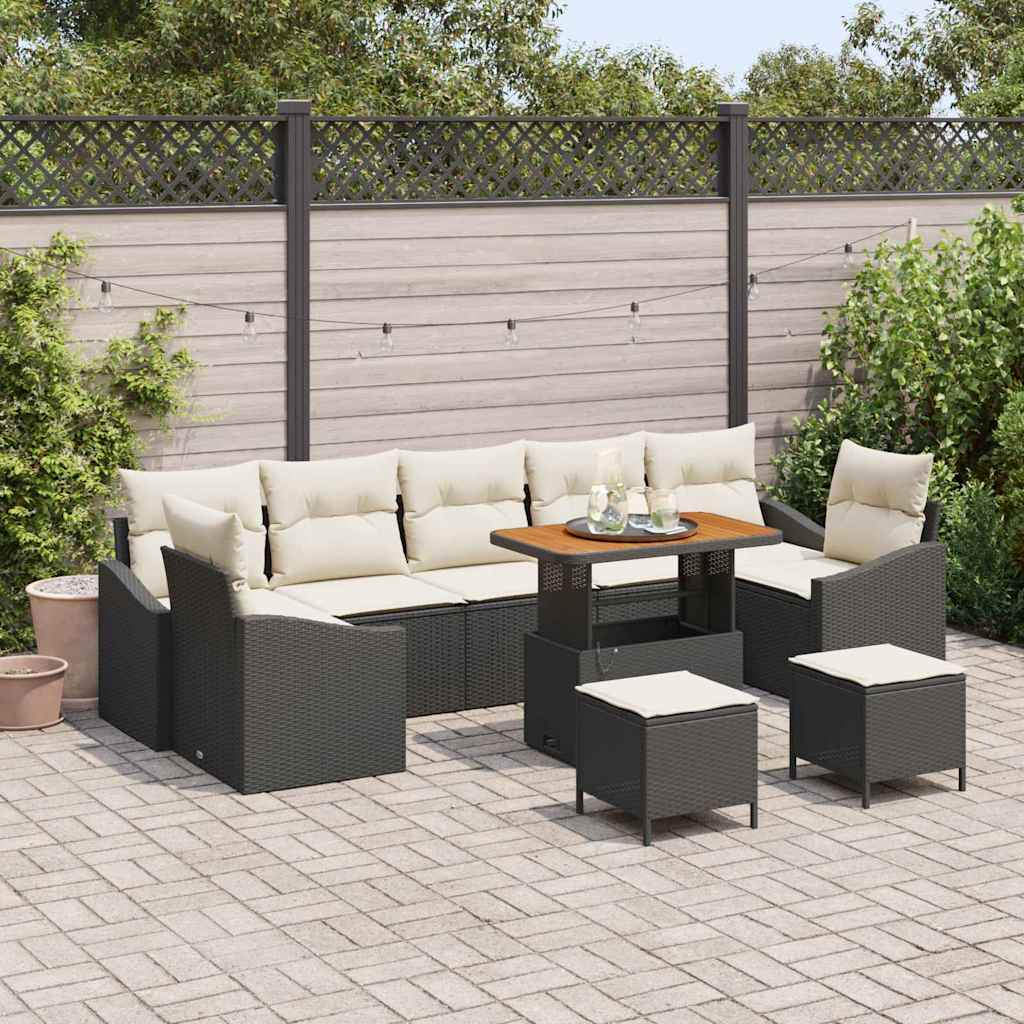 Tuinbankenset met kussen met opslag 10 pcs Zwart Poly riet is nu te koop bij PeponiXL, paradijselijk wonen!