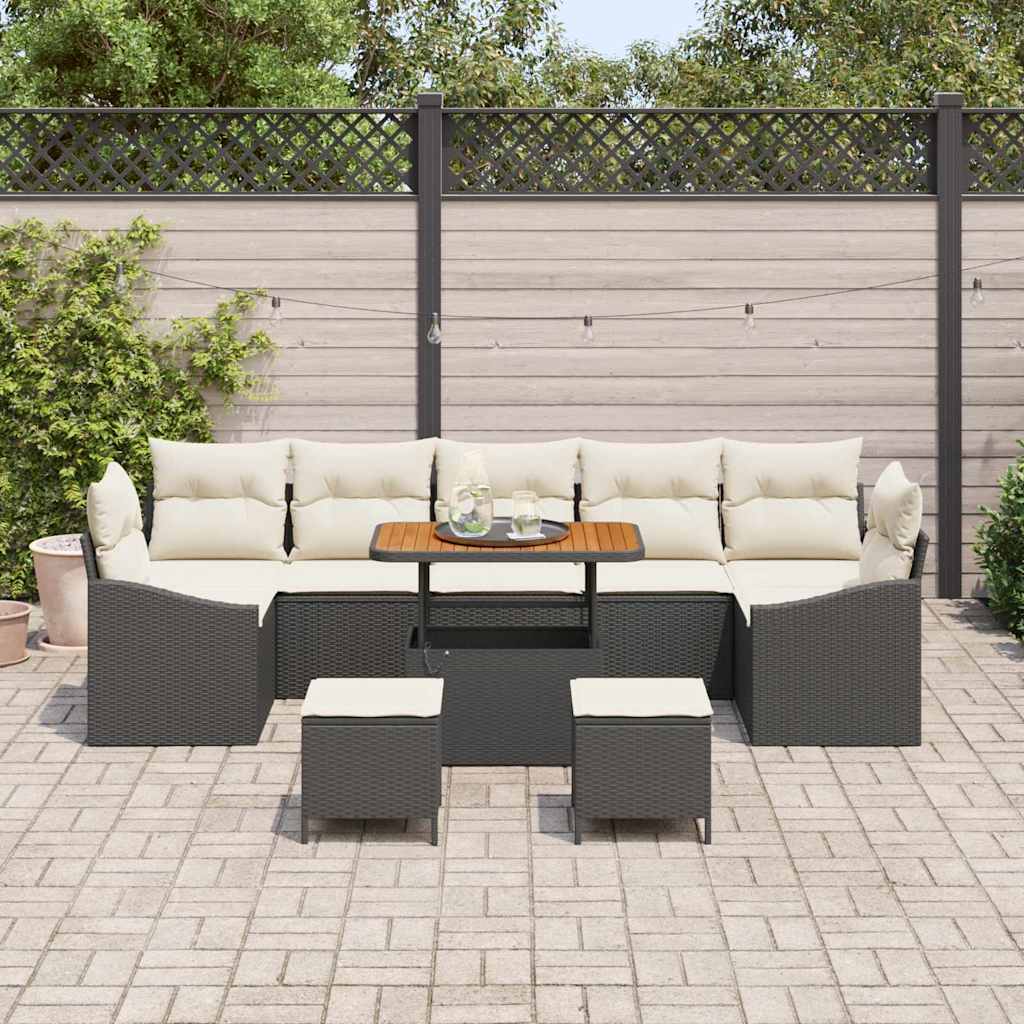 Tuinbankenset met kussen met opslag 10 pcs Zwart Poly riet is nu te koop bij PeponiXL, paradijselijk wonen!