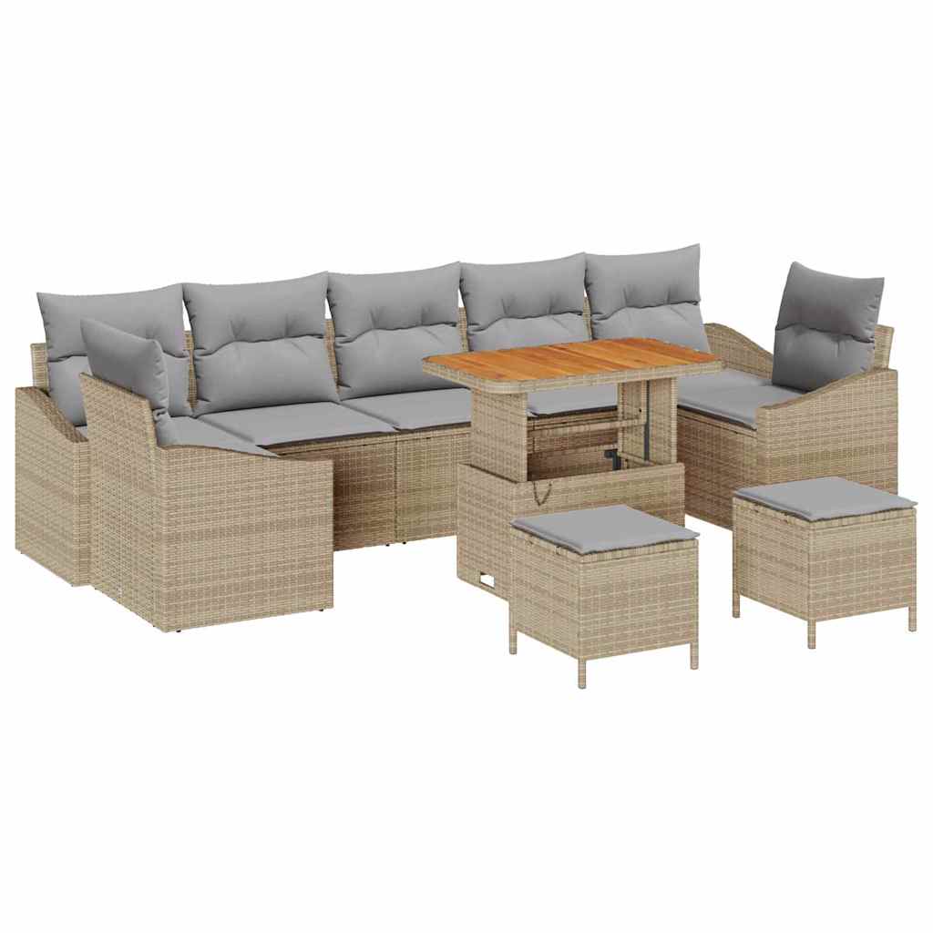 Tuinbankenset met kussen met opslag 10 pcs Beige Poly riet is nu te koop bij PeponiXL, paradijselijk wonen!