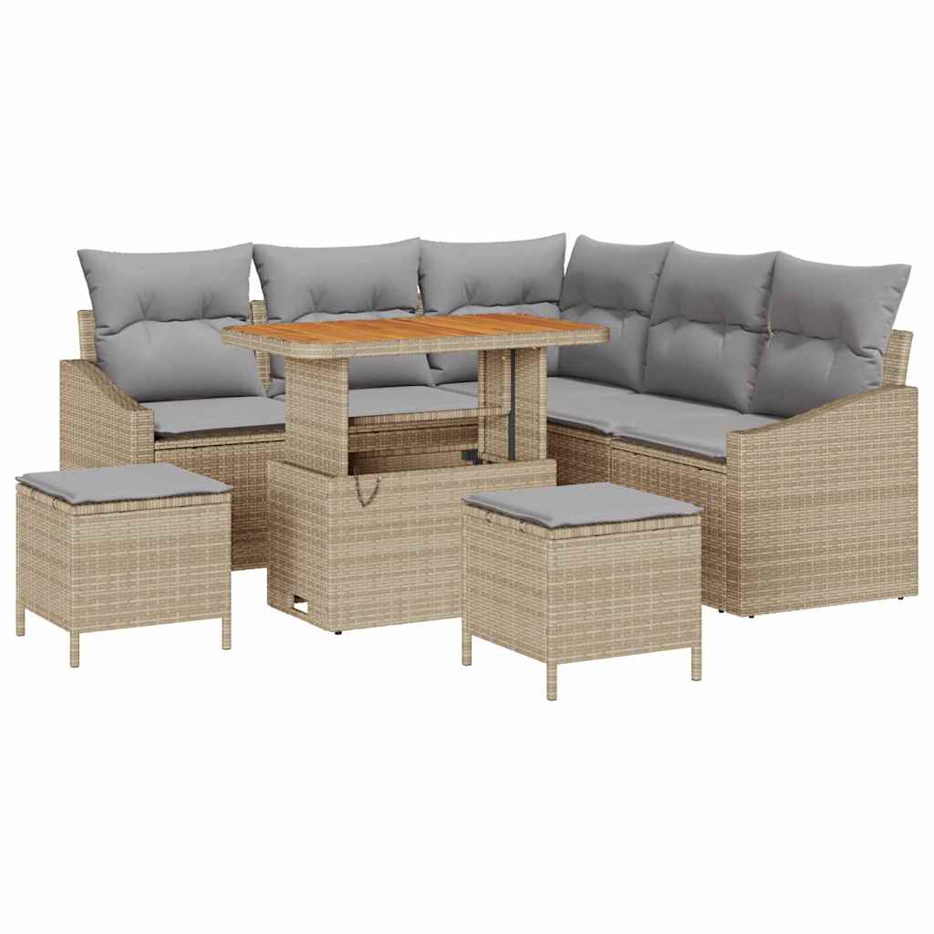Tuinbankenset met kussen met opslag 8 pcs Beige Poly riet is nu te koop bij PeponiXL, paradijselijk wonen!