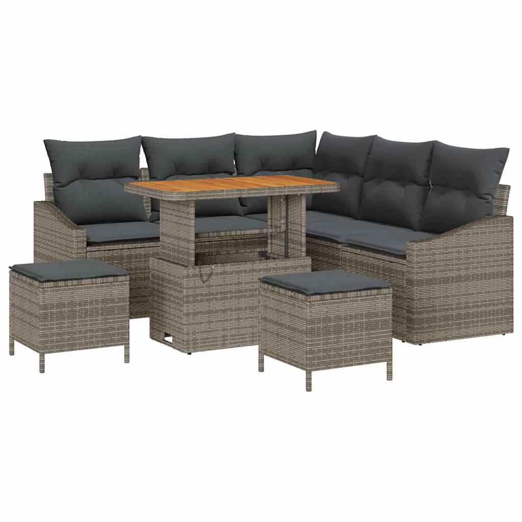 Tuinbankenset met kussen met opslag 8 pcs Grijs Poly riet is nu te koop bij PeponiXL, paradijselijk wonen!