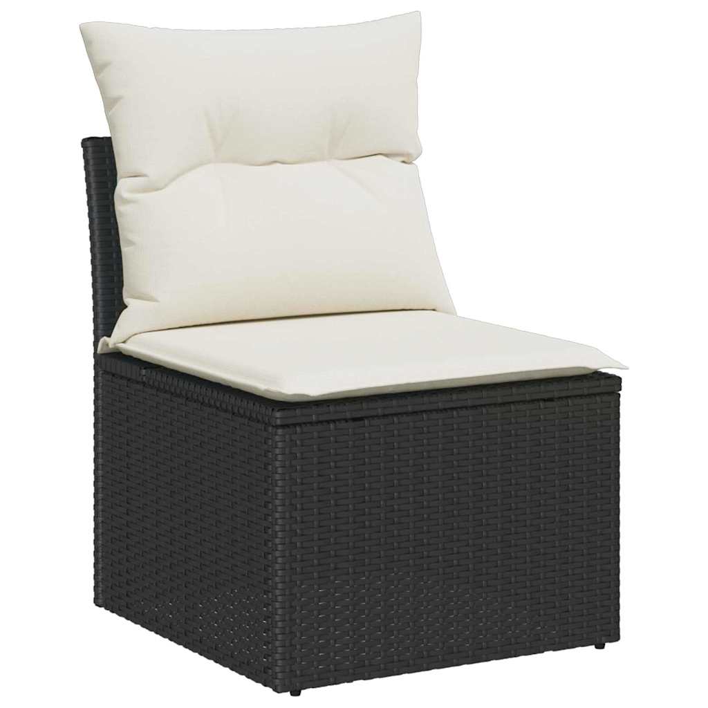Tuinbankenset met kussen met opslag 9 pcs Zwart Poly riet is nu te koop bij PeponiXL, paradijselijk wonen!