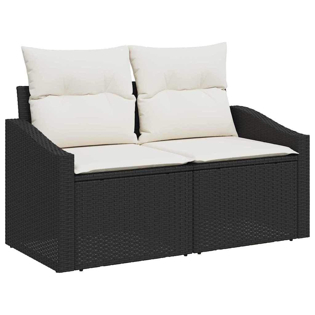Tuinbankenset met kussen met opslag 9 pcs Zwart Poly riet is nu te koop bij PeponiXL, paradijselijk wonen!