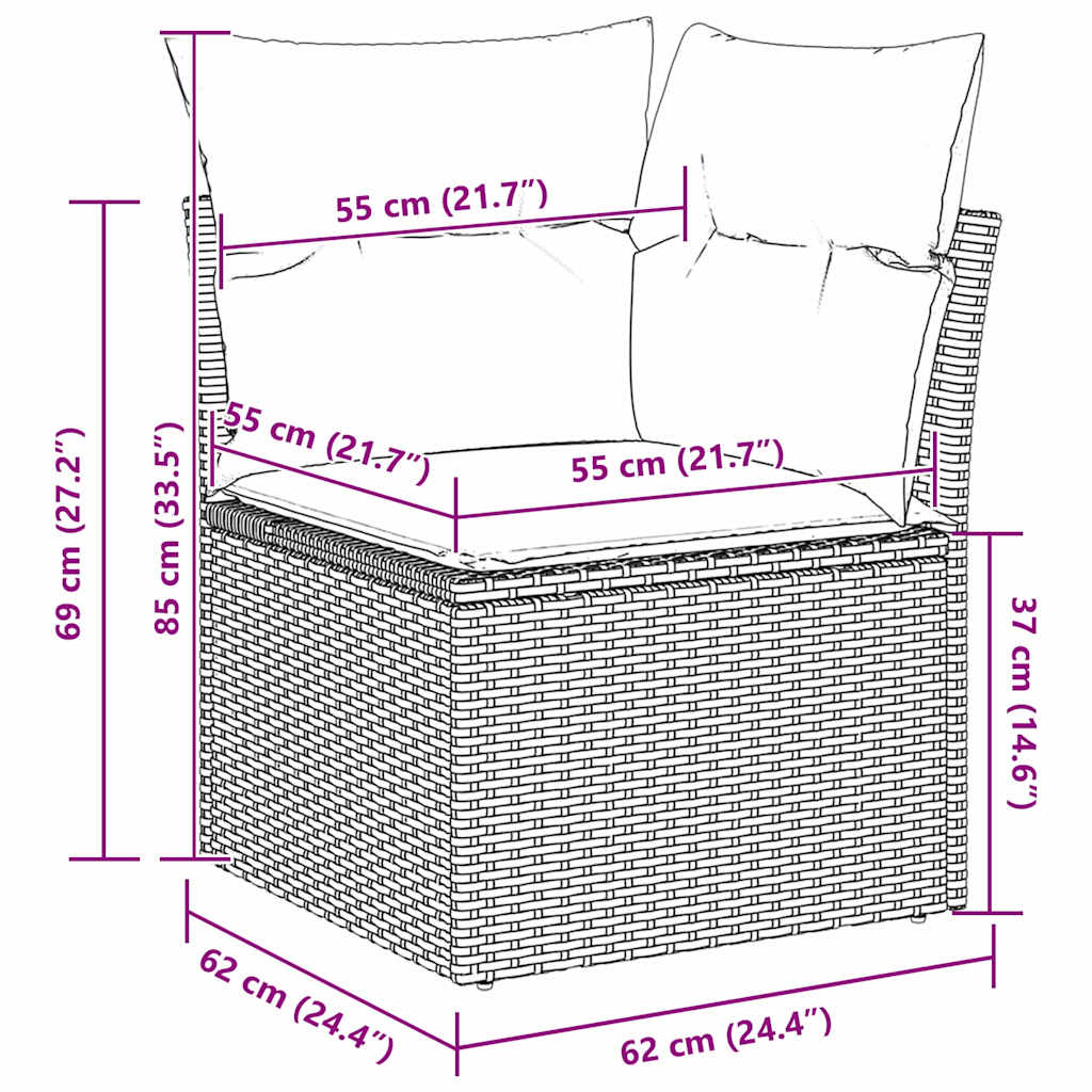 Tuinbankenset met kussen met opslag 9 pcs Zwart Poly riet is nu te koop bij PeponiXL, paradijselijk wonen!