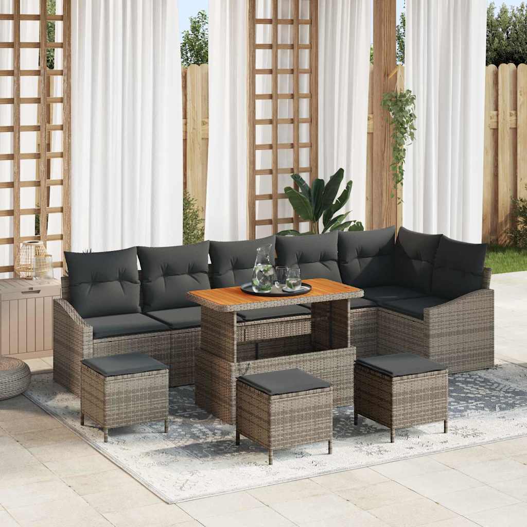 Tuinbankenset met kussen met opslag 10 pcs Grijs Poly riet is nu te koop bij PeponiXL, paradijselijk wonen!