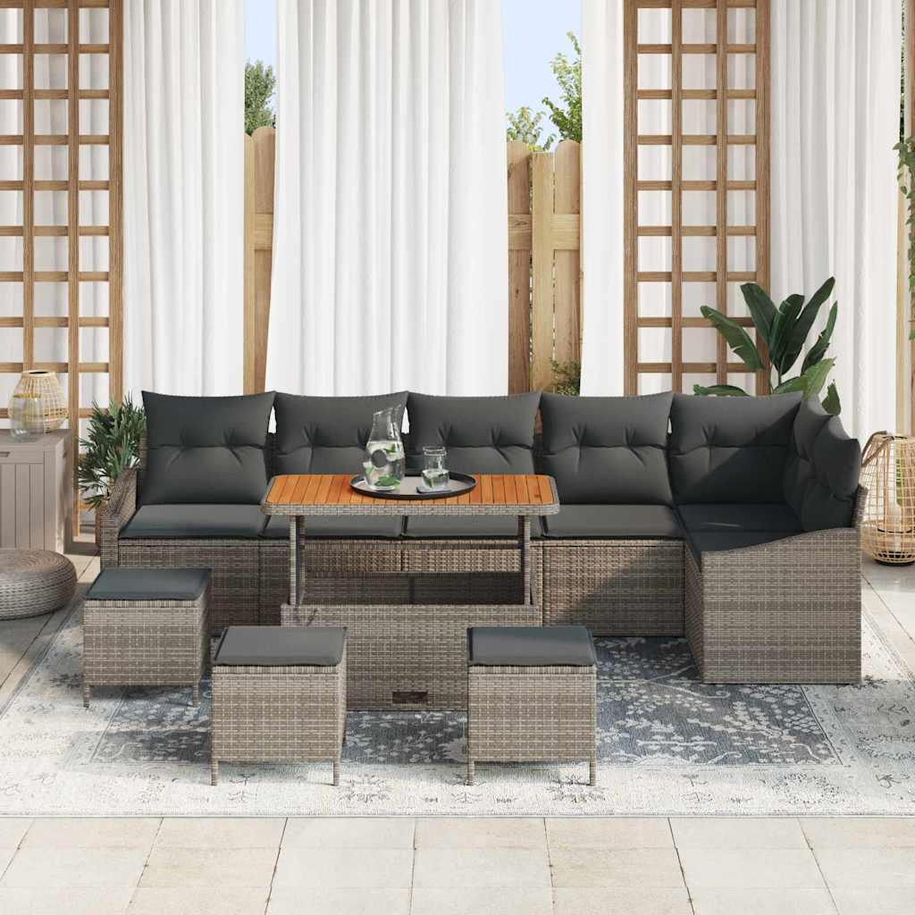 Tuinbankenset met kussen met opslag 10 pcs Grijs Poly riet is nu te koop bij PeponiXL, paradijselijk wonen!