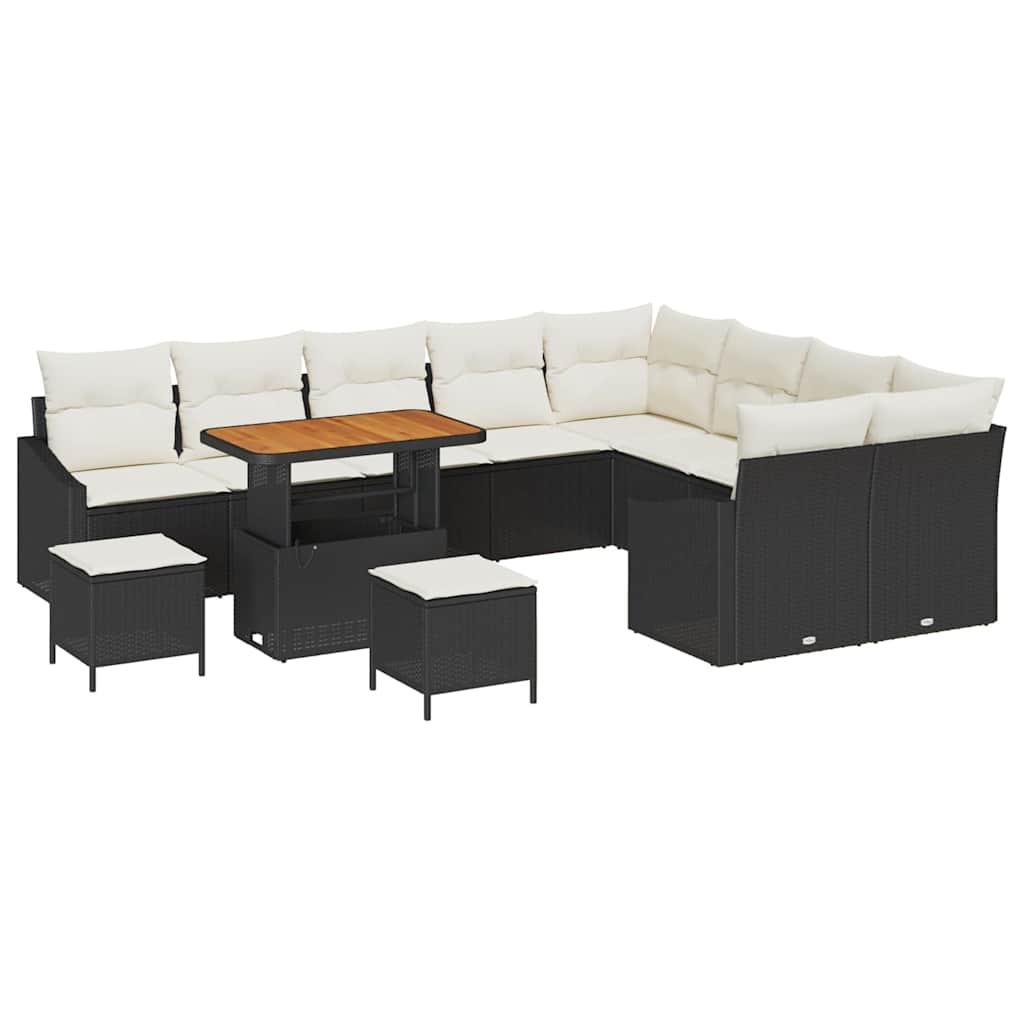 Tuinbankenset met kussen met opslag 12 pcs Zwart Poly riet is nu te koop bij PeponiXL, paradijselijk wonen!