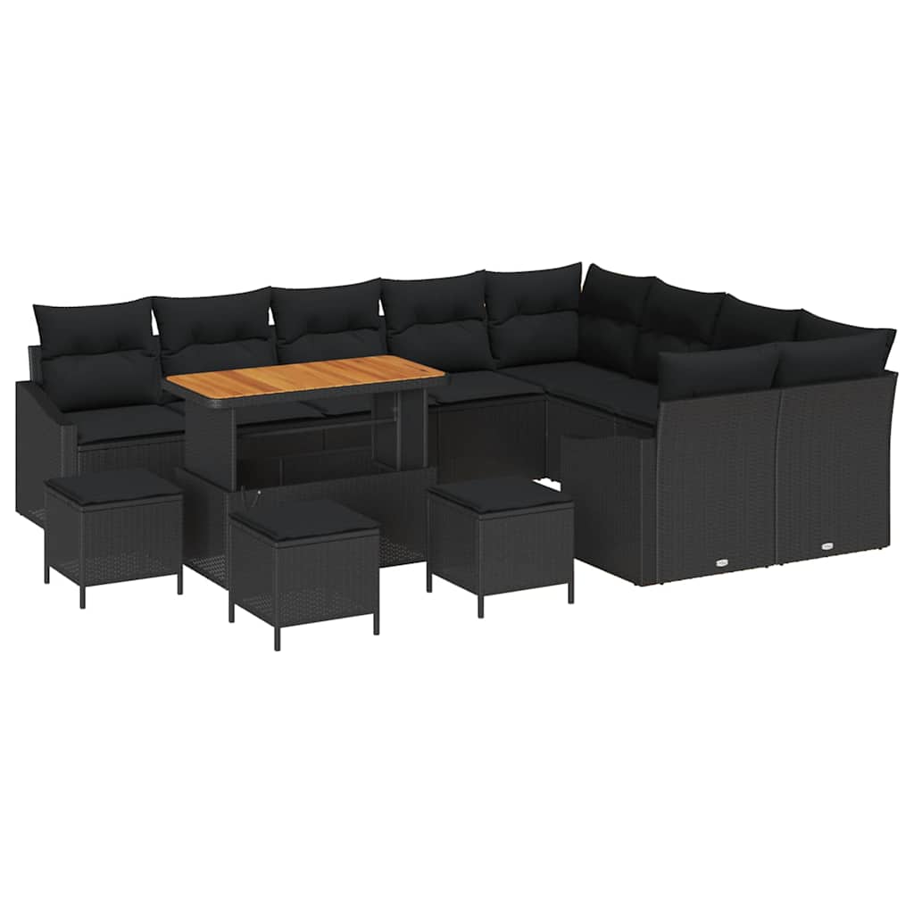 Tuinbankenset met kussen met opslag 13 pcs Zwart Poly riet is nu te koop bij PeponiXL, paradijselijk wonen!