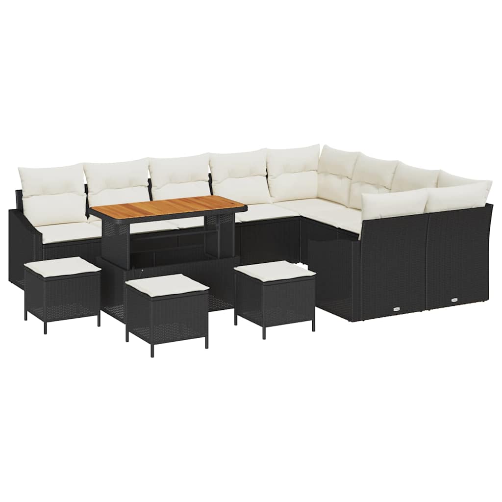 Tuinbankenset met kussen met opslag 13 pcs Zwart Poly riet is nu te koop bij PeponiXL, paradijselijk wonen!