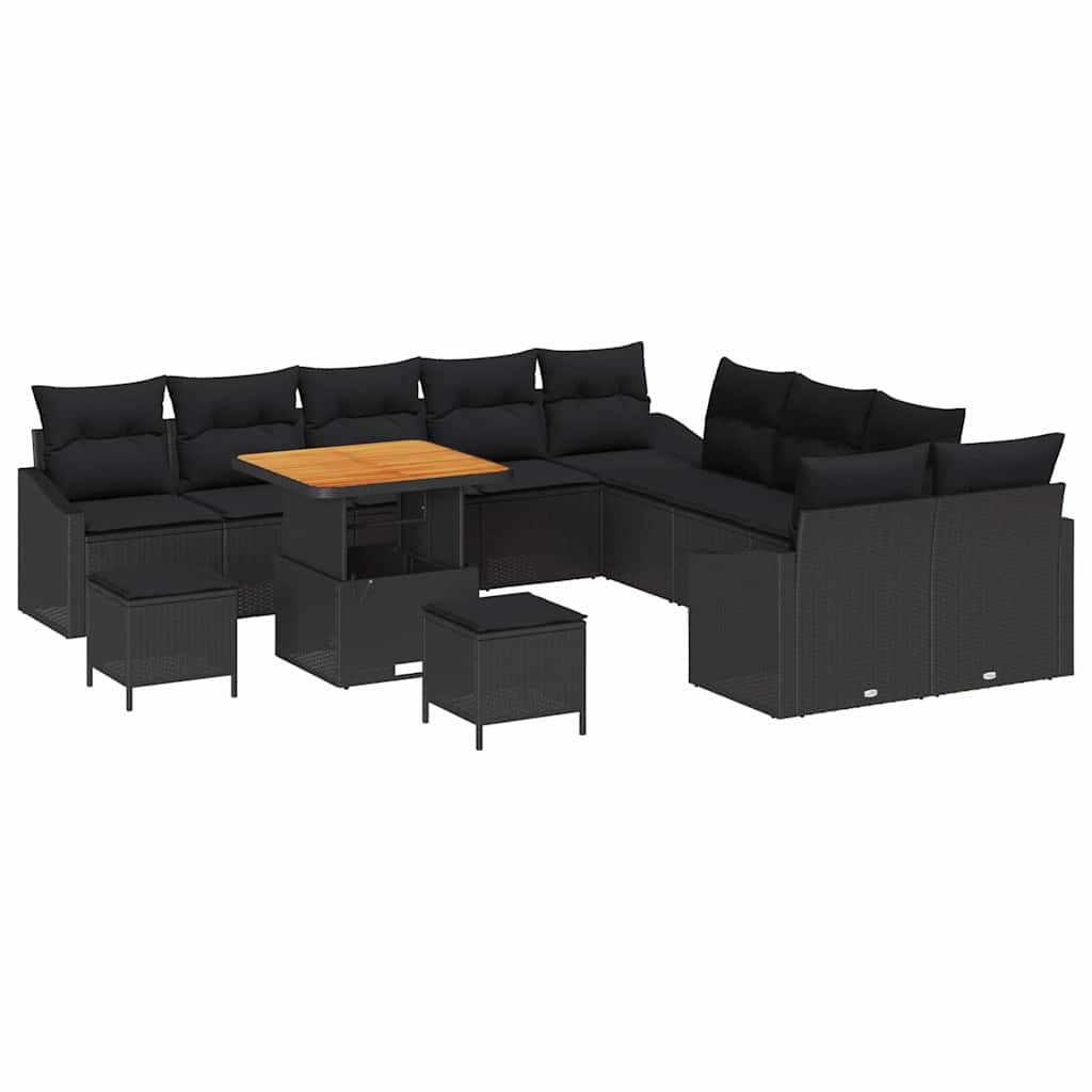Tuinbankenset met kussen met opslag 13 pcs Zwart Poly riet is nu te koop bij PeponiXL, paradijselijk wonen!