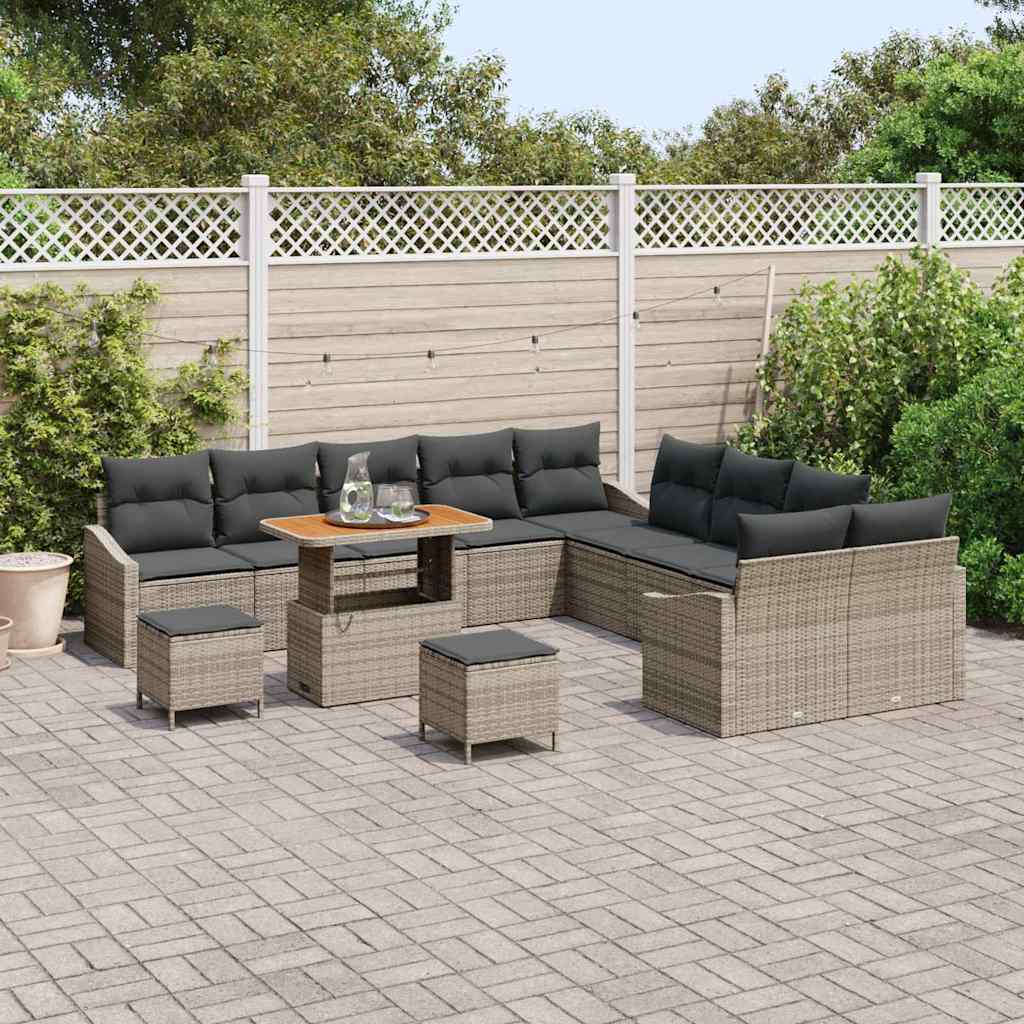 Tuinbankenset met kussen met opslag 13 pcs Grijs Poly riet is nu te koop bij PeponiXL, paradijselijk wonen!
