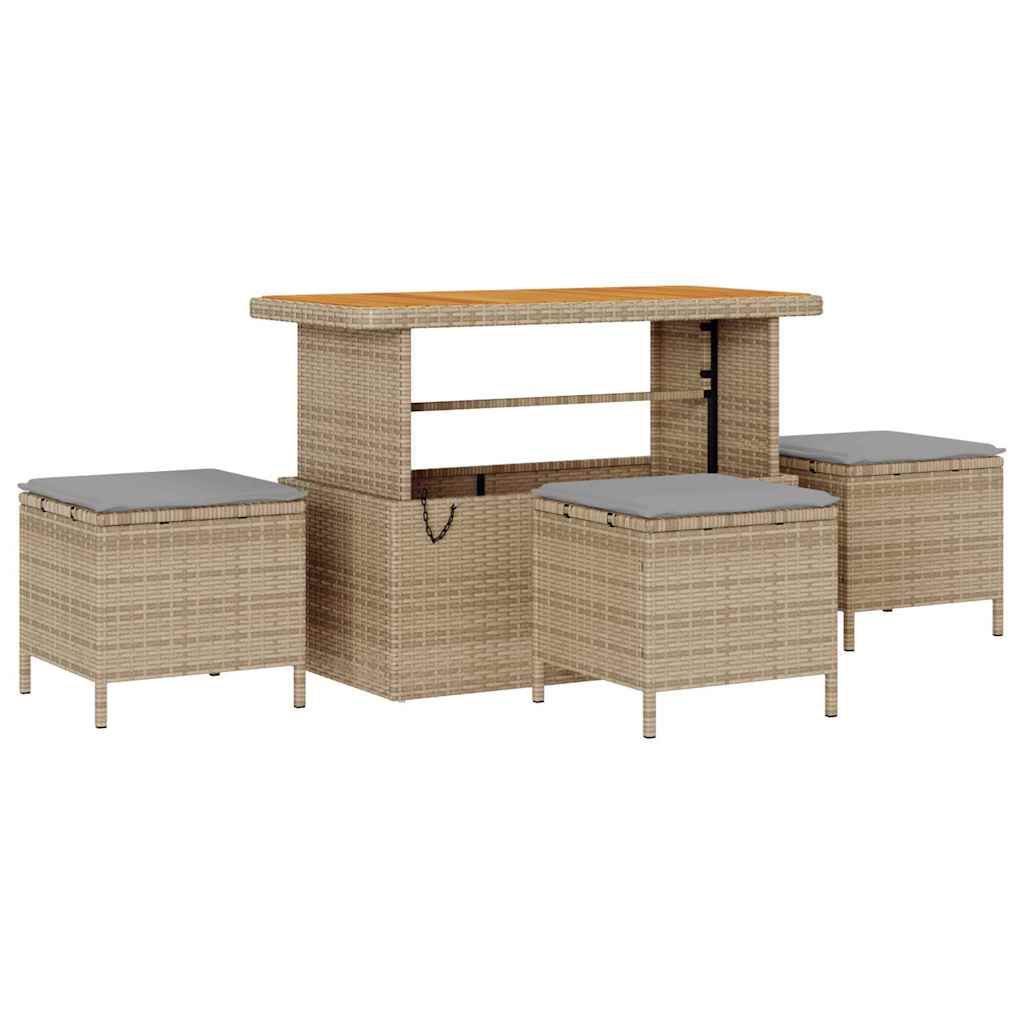 Tuinbankenset met kussen met opslag 13 pcs Beige Poly riet is nu te koop bij PeponiXL, paradijselijk wonen!