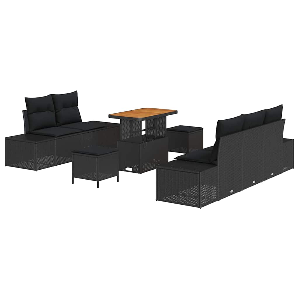 Tuinbankenset met kussen met opslag 8 pcs Zwart Poly riet is nu te koop bij PeponiXL, paradijselijk wonen!