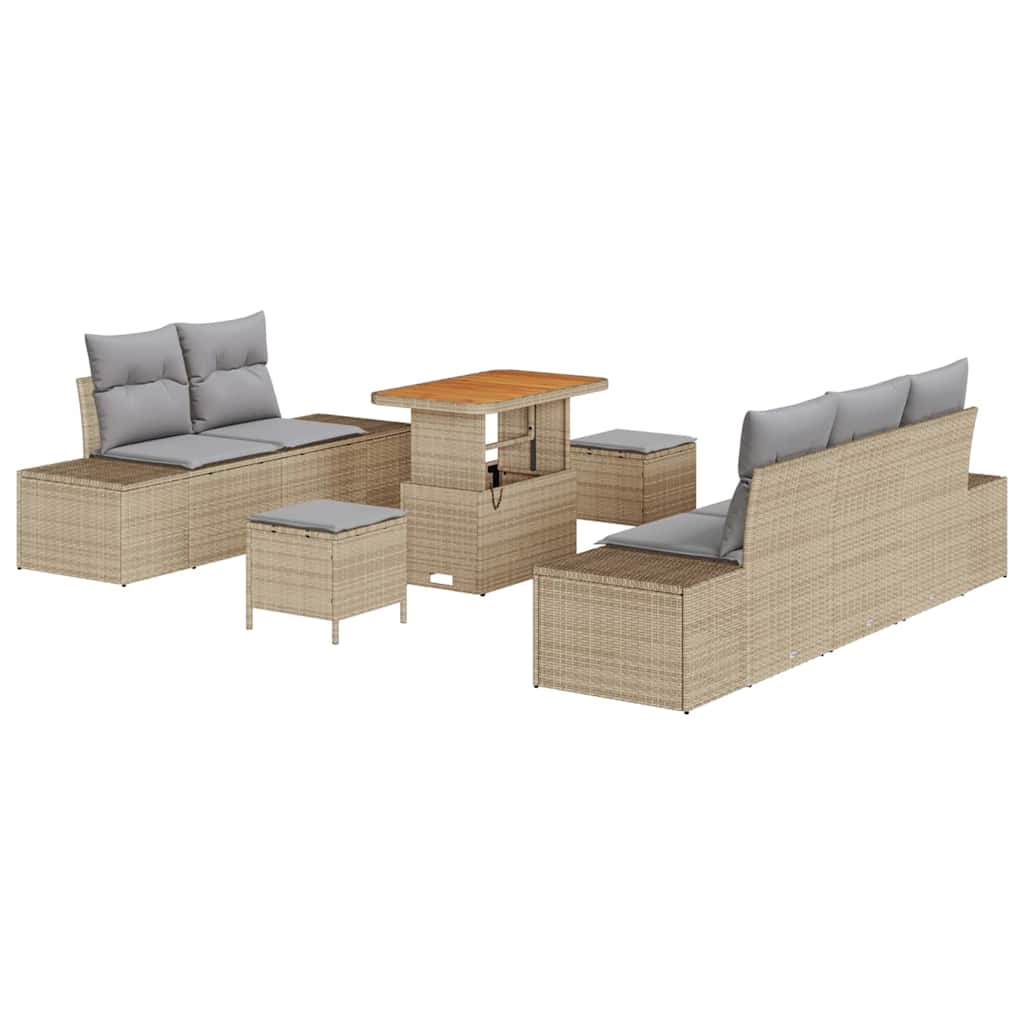 Tuinbankenset met kussen met opslag 8 pcs Beige Poly riet is nu te koop bij PeponiXL, paradijselijk wonen!