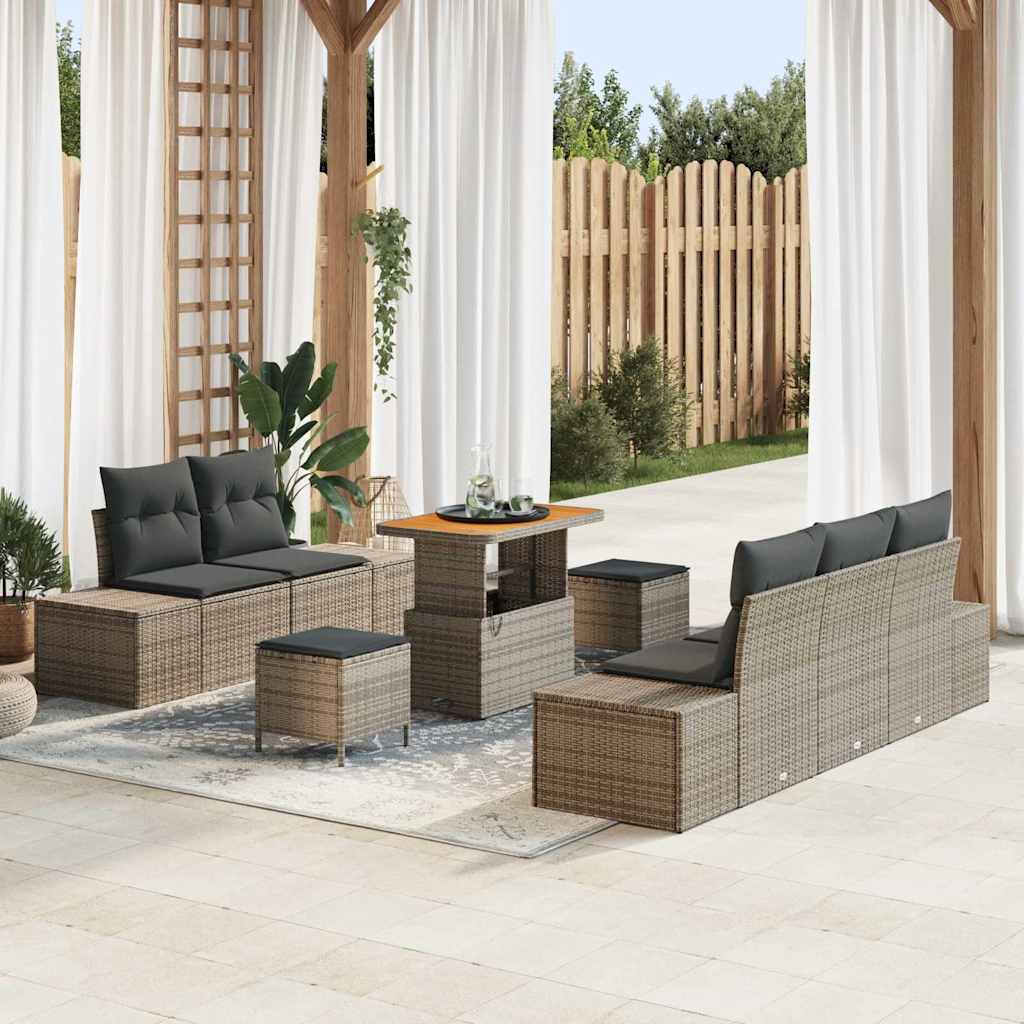 Tuinbankenset met kussen met opslag 8 pcs Grijs Poly riet is nu te koop bij PeponiXL, paradijselijk wonen!
