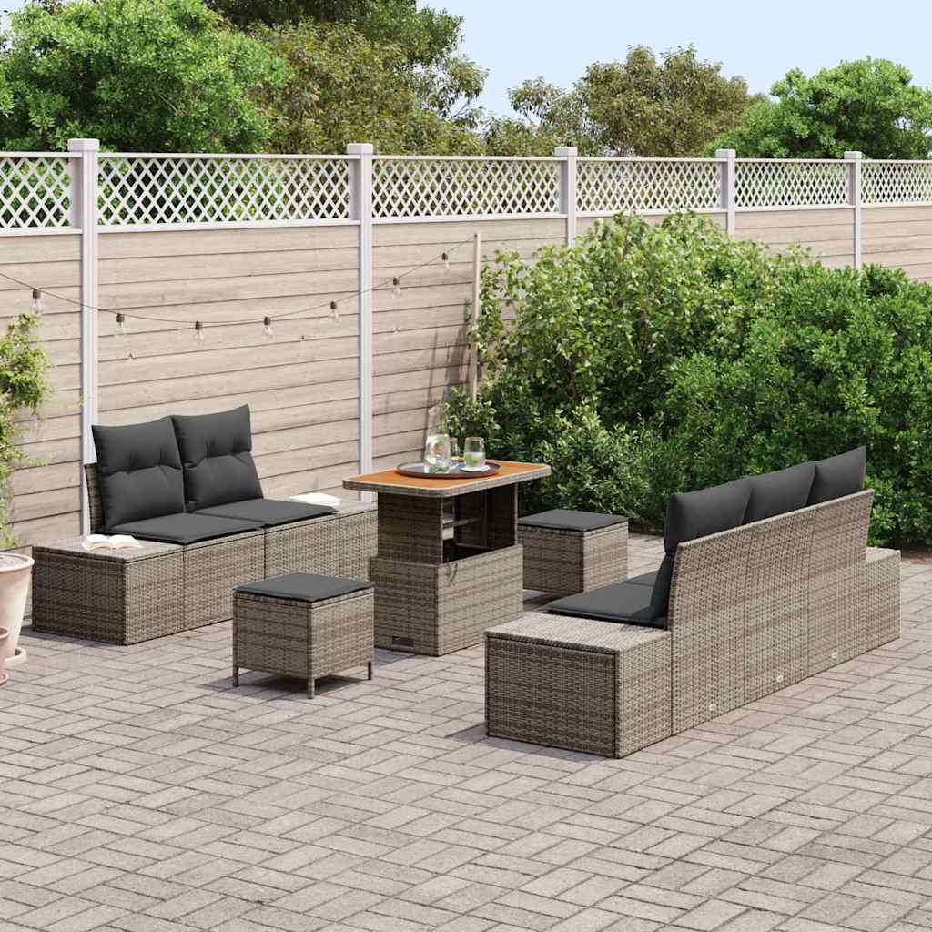Tuinbankenset met kussen met opslag 8 pcs Grijs Poly riet is nu te koop bij PeponiXL, paradijselijk wonen!