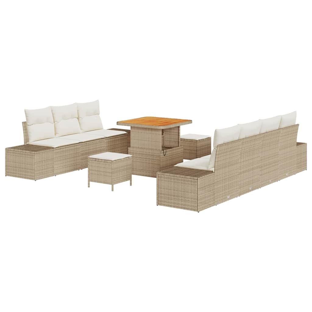 Tuinbankenset met kussen met opslag 10 pcs Beige Poly riet is nu te koop bij PeponiXL, paradijselijk wonen!