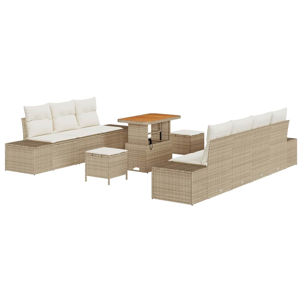 Tuinbankenset met kussen met opslag 10 pcs Beige Poly riet is nu te koop bij PeponiXL, paradijselijk wonen!