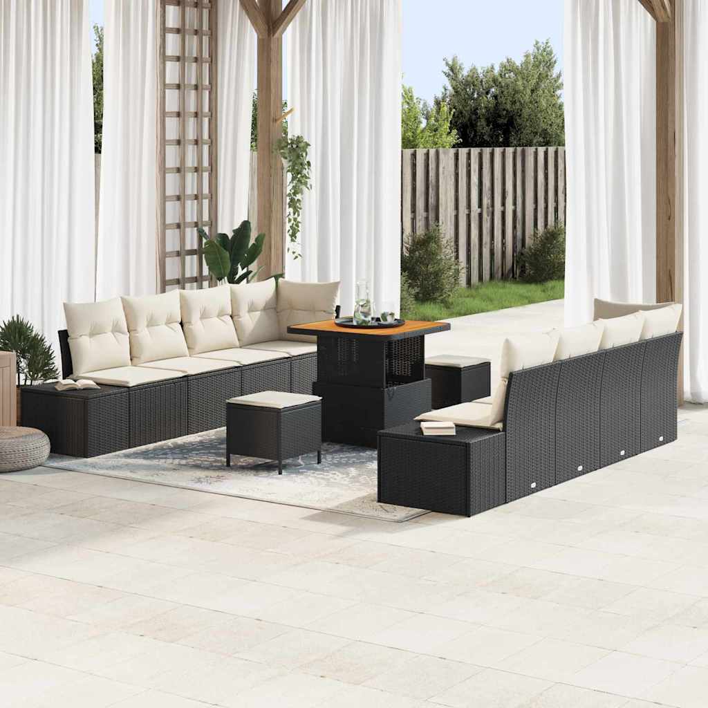 Tuinbankenset met kussen Zwart 80 x 80 x 71 cm Poly riet is nu te koop bij PeponiXL, paradijselijk wonen!