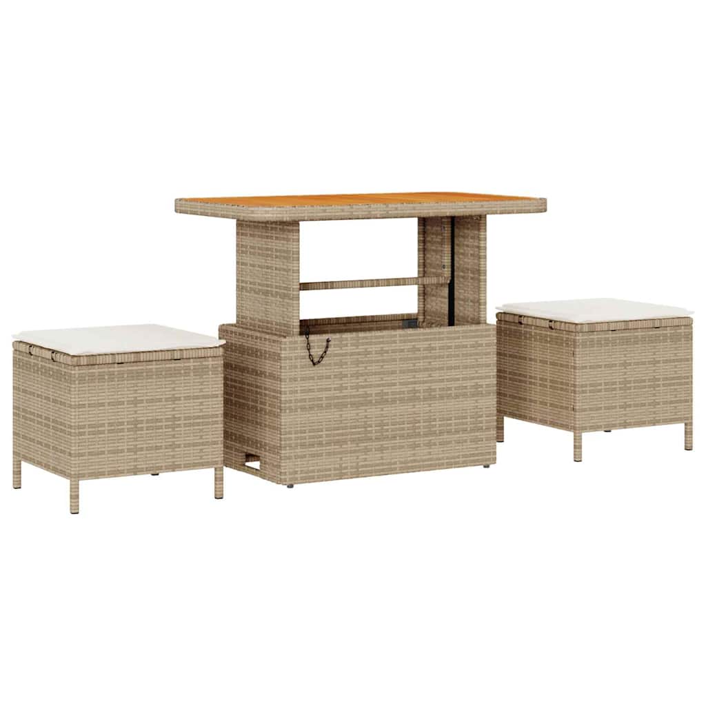 Tuinbankenset met kussen met opslag 11 pcs Beige Poly riet is nu te koop bij PeponiXL, paradijselijk wonen!