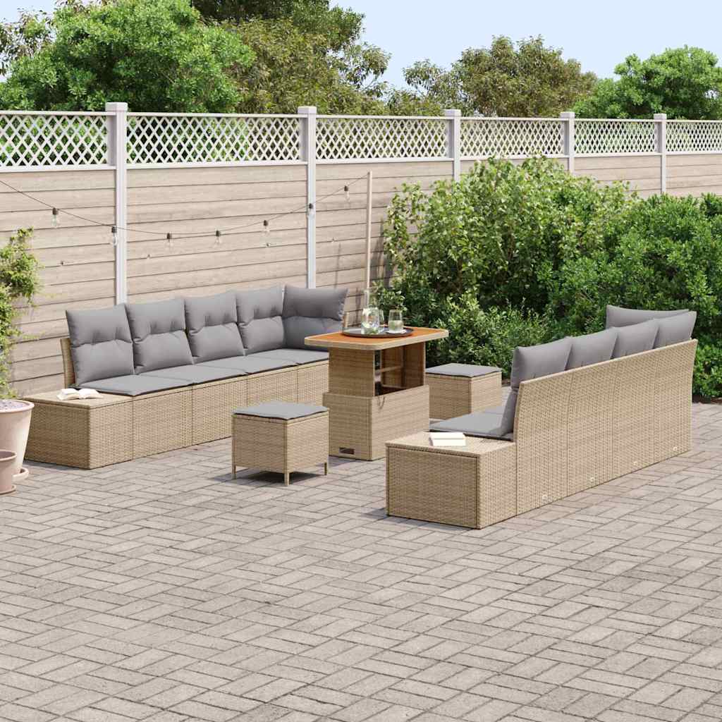 Tuinbankenset met kussen met opslag 11 pcs Beige Poly riet is nu te koop bij PeponiXL, paradijselijk wonen!