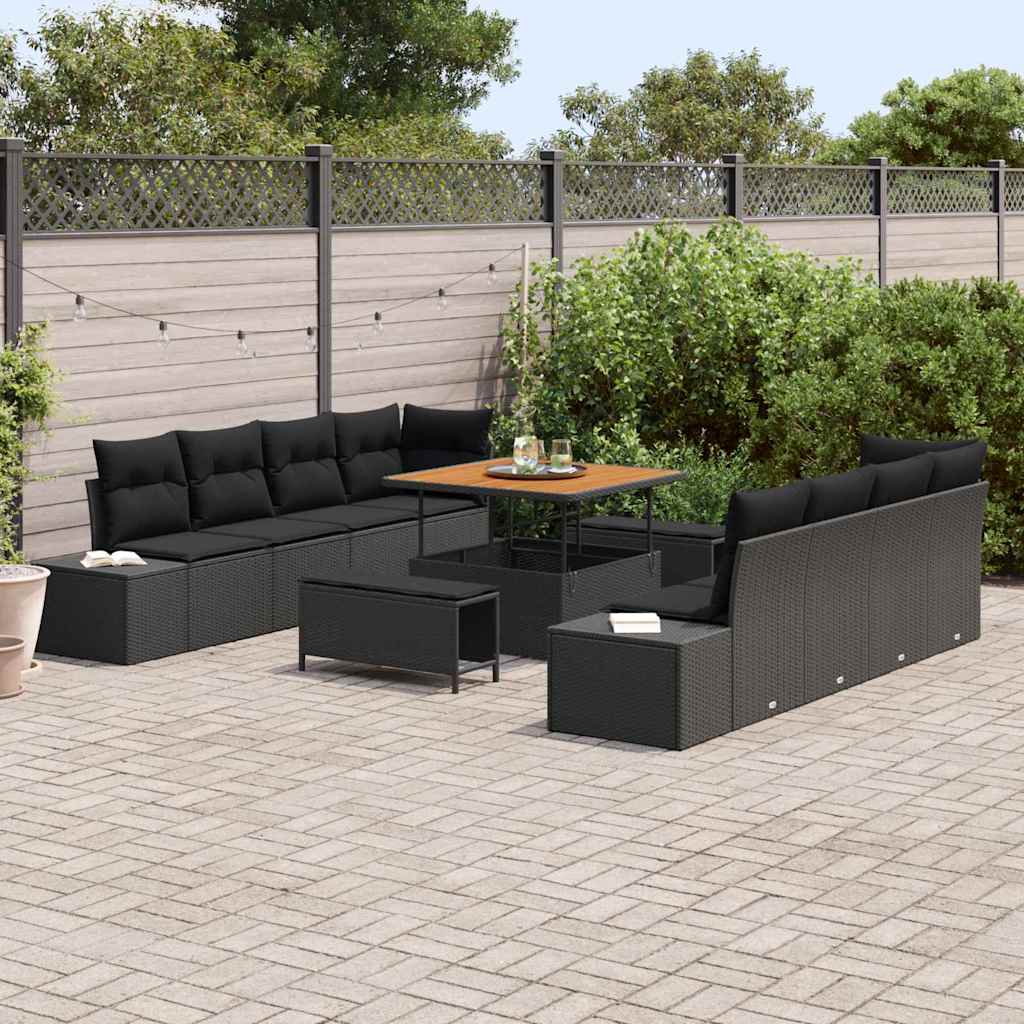 Tuinbankenset met kussen Zwart 100 x 100 x 71 cm Poly riet is nu te koop bij PeponiXL, paradijselijk wonen!
