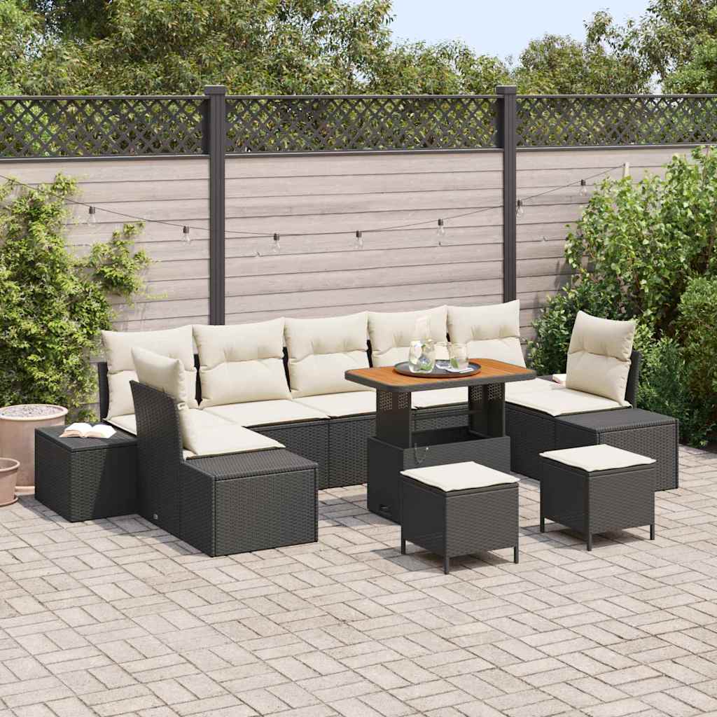 Tuinbankenset met kussen met opslag 10 pcs Zwart Poly riet is nu te koop bij PeponiXL, paradijselijk wonen!