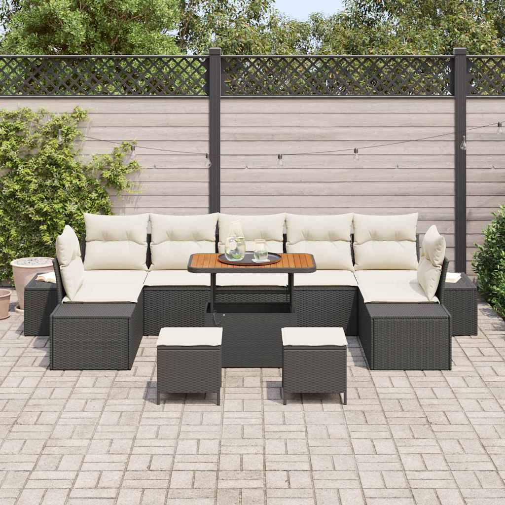 Tuinbankenset met kussen met opslag 10 pcs Zwart Poly riet is nu te koop bij PeponiXL, paradijselijk wonen!