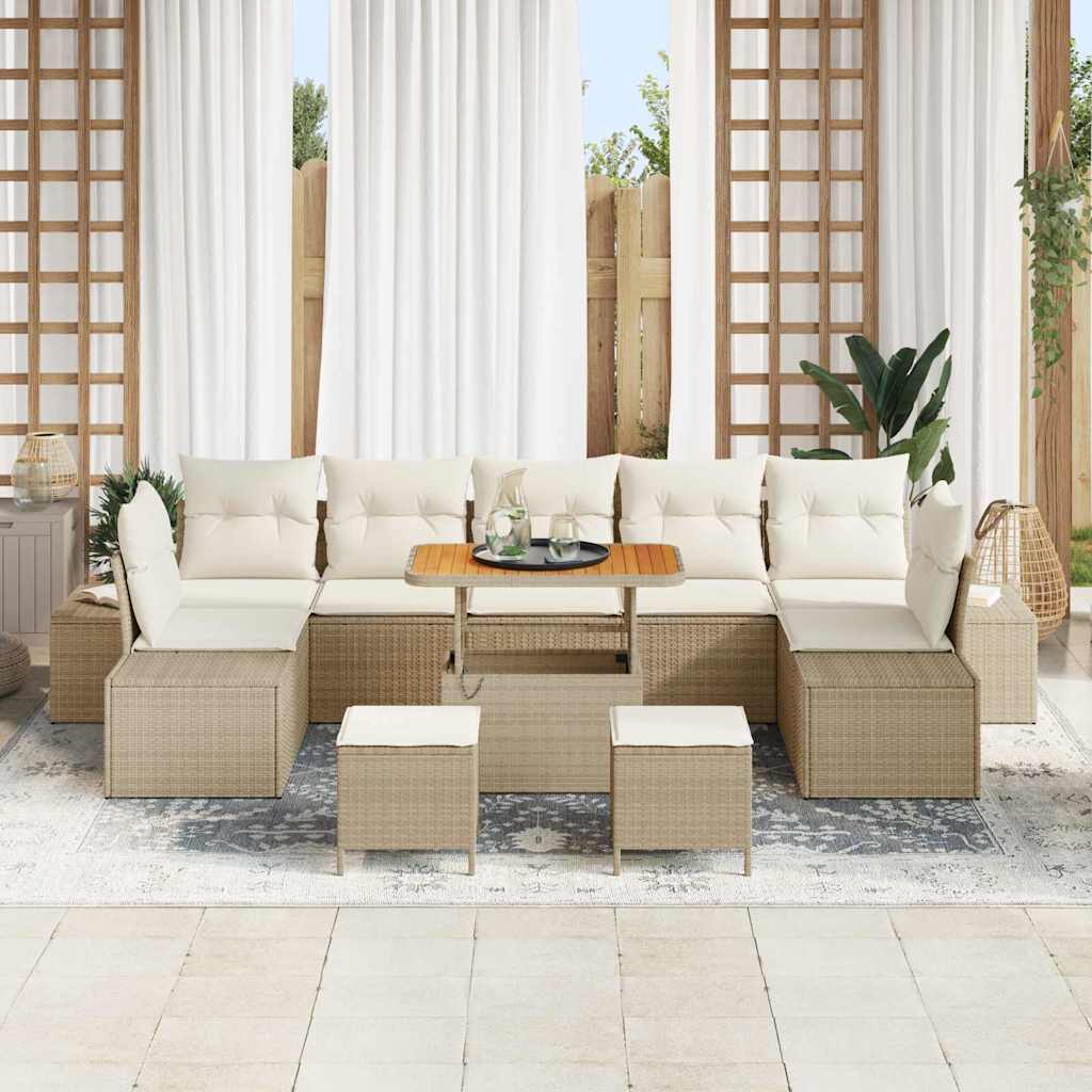 Tuinbankenset met kussen met opslag 10 pcs Beige Poly riet is nu te koop bij PeponiXL, paradijselijk wonen!
