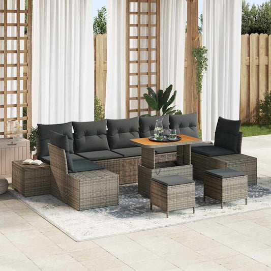 Tuinbankenset met kussen met opslag 10 pcs Grijs Poly riet is nu te koop bij PeponiXL, paradijselijk wonen!