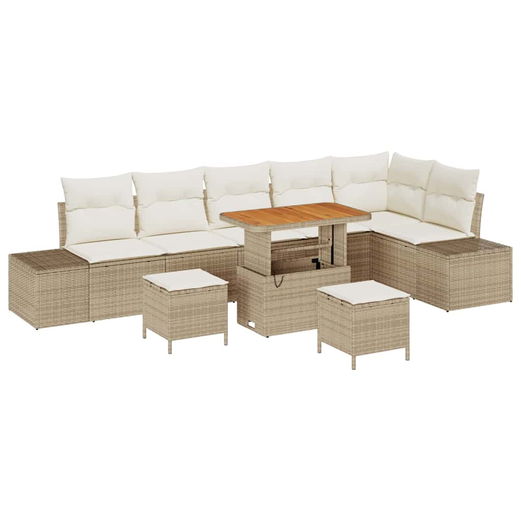 Tuinbankenset met kussen met opslag 9 pcs Beige Poly riet is nu te koop bij PeponiXL, paradijselijk wonen!