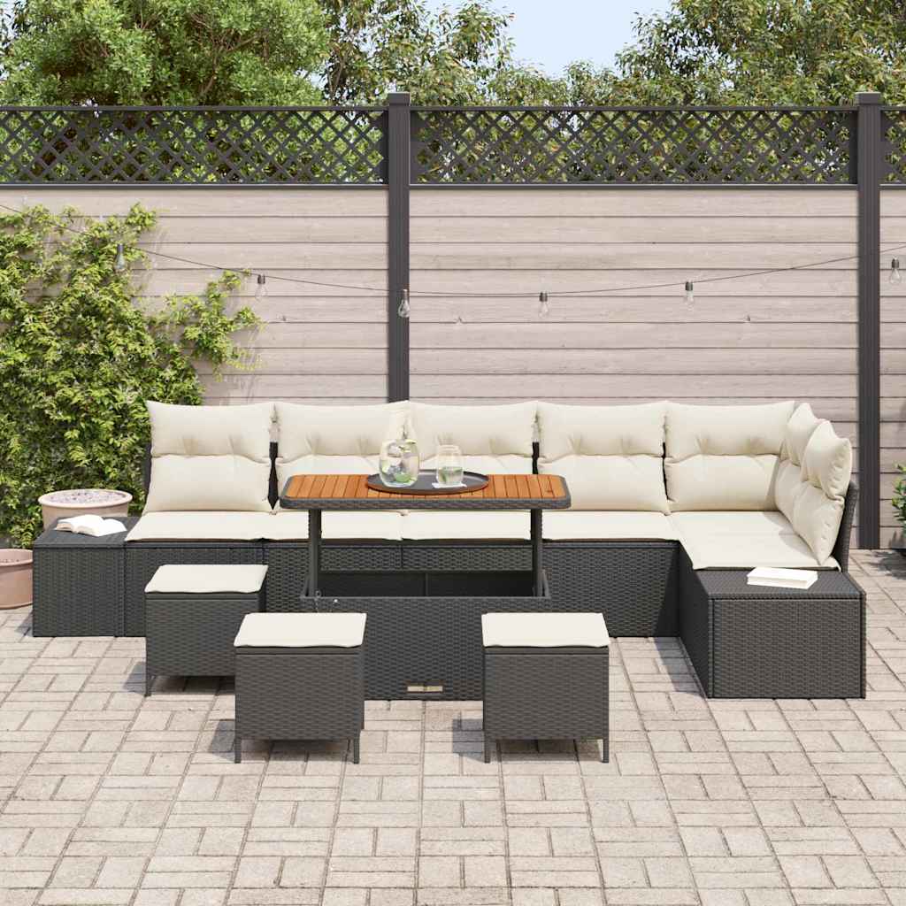 Tuinbankenset met kussen met opslag 10 pcs Zwart Poly riet is nu te koop bij PeponiXL, paradijselijk wonen!