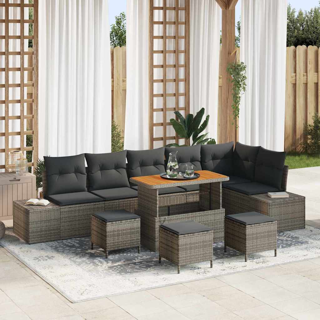 Tuinbankenset met kussen met opslag 10 pcs Grijs Poly riet is nu te koop bij PeponiXL, paradijselijk wonen!