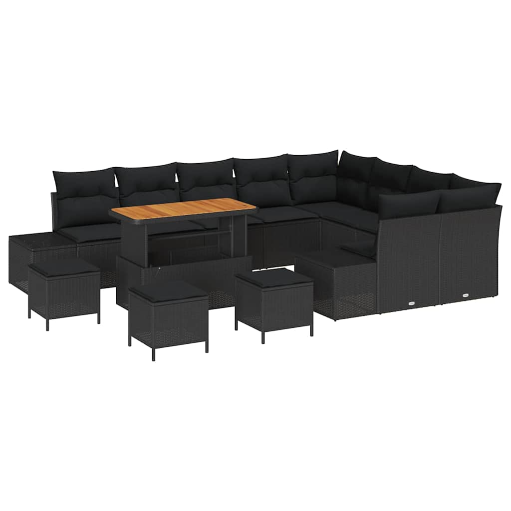 Tuinbankenset met kussen met opslag 13 pcs Zwart Poly riet is nu te koop bij PeponiXL, paradijselijk wonen!