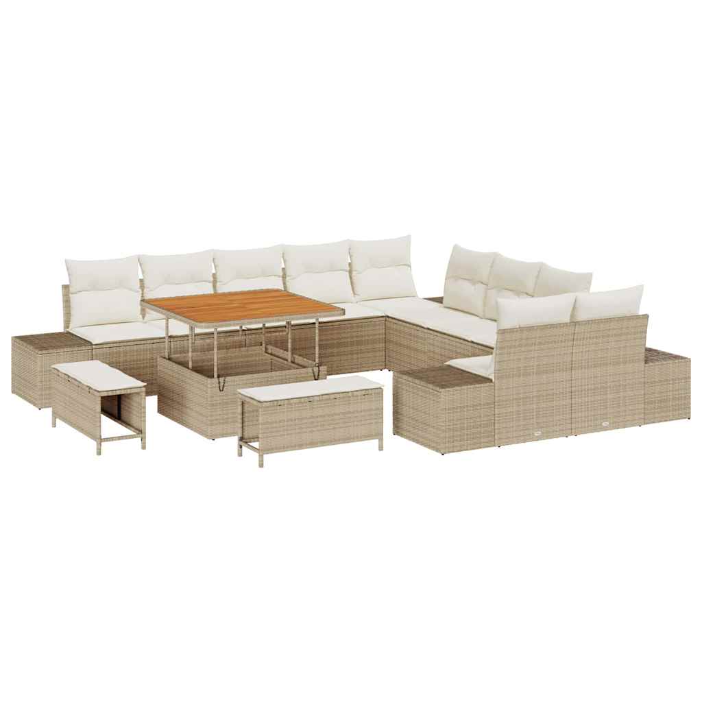 Tuinbankenset met kussen met opslag 13 pcs Beige Poly riet is nu te koop bij PeponiXL, paradijselijk wonen!