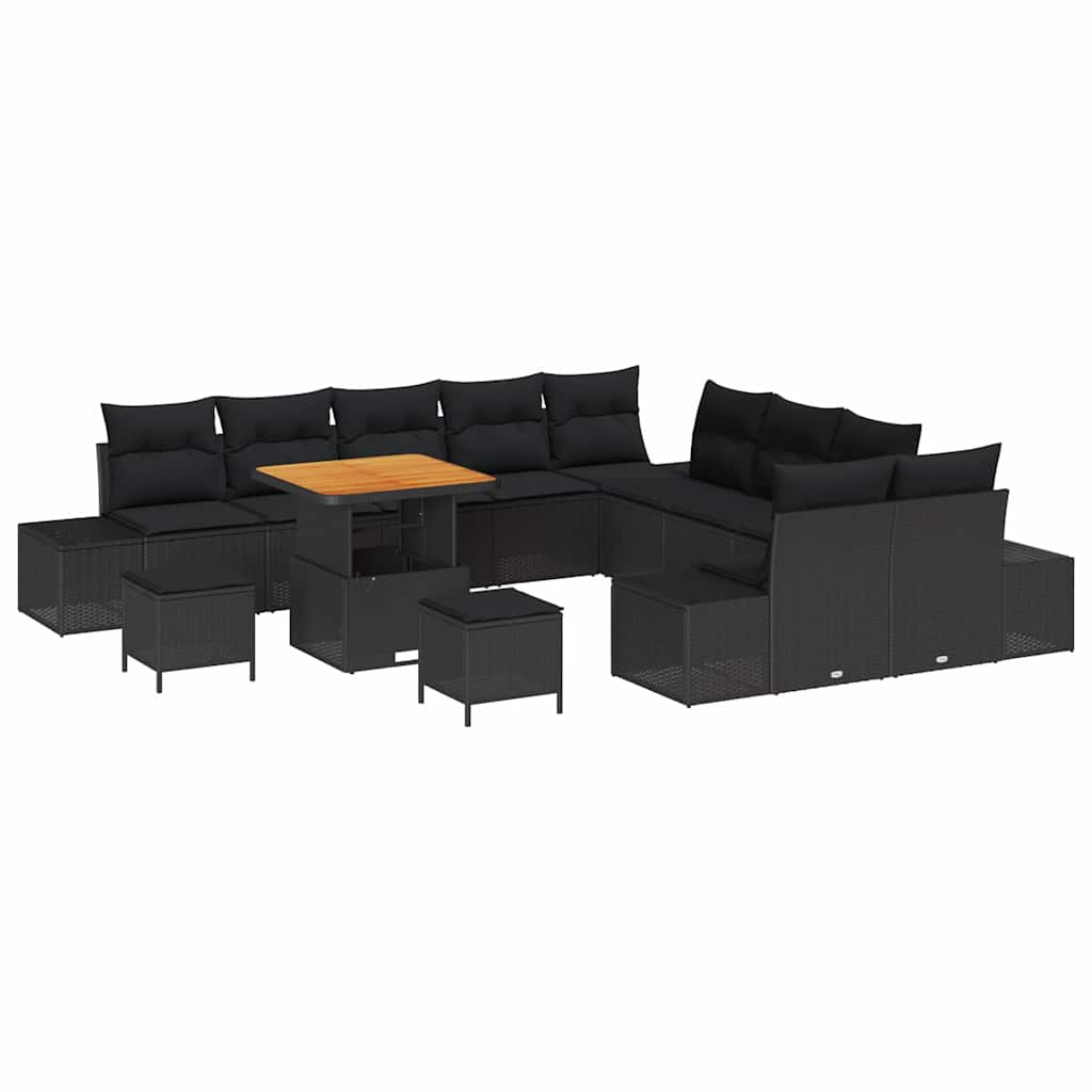 Tuinbankenset met kussen met opslag 13 pcs Zwart Poly riet is nu te koop bij PeponiXL, paradijselijk wonen!