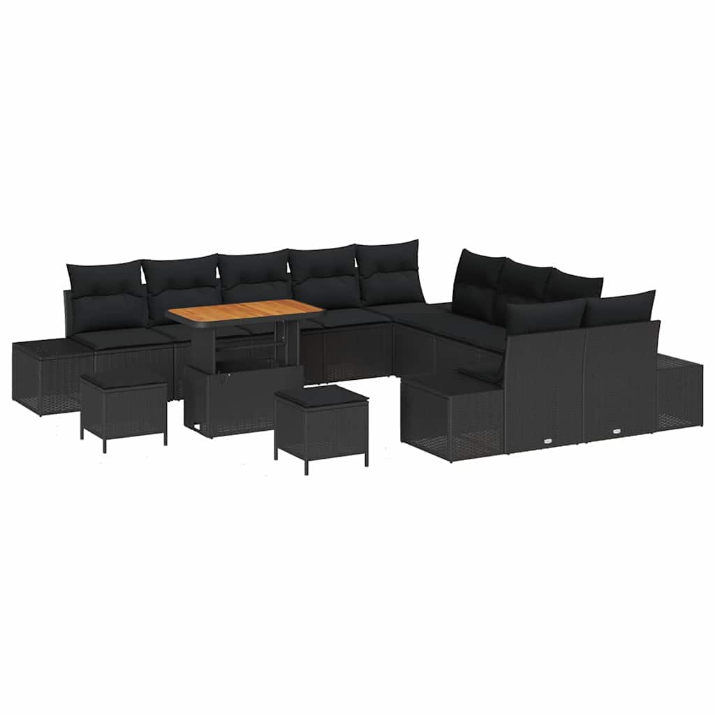 Tuinbankenset met kussen met opslag 13 pcs Zwart Poly riet is nu te koop bij PeponiXL, paradijselijk wonen!