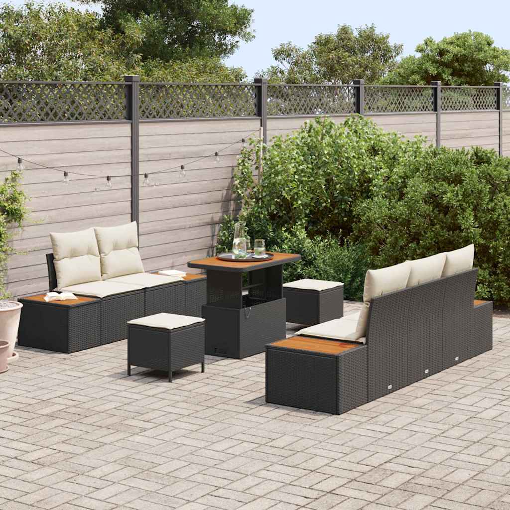 Tuin Sofa Set met kussen met opslag 8 pcs Zwart en Crème is nu te koop bij PeponiXL, paradijselijk wonen!