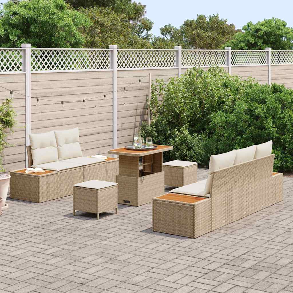 Tuin Sofa Set met kussen met opslag 8 pcs Beige en Crème is nu te koop bij PeponiXL, paradijselijk wonen!