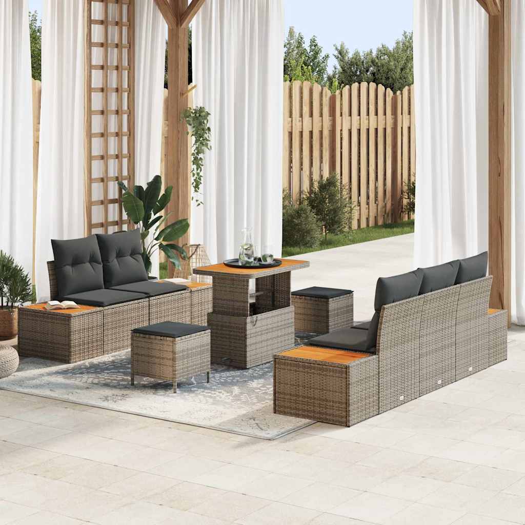 Tuin Sofa Set met kussen 8 pcs Licht Grijs en Donker Grijs is nu te koop bij PeponiXL, paradijselijk wonen!