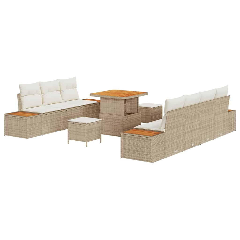 Tuinbankenset met kussen met opslag 10 pcs Beige Poly riet is nu te koop bij PeponiXL, paradijselijk wonen!
