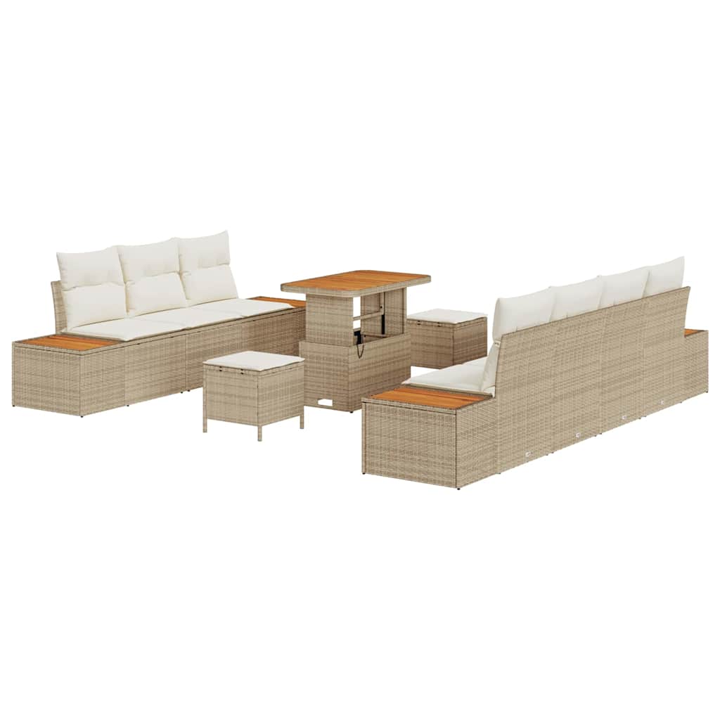 Tuinbankenset met kussen met opslag 10 pcs Beige Poly riet is nu te koop bij PeponiXL, paradijselijk wonen!