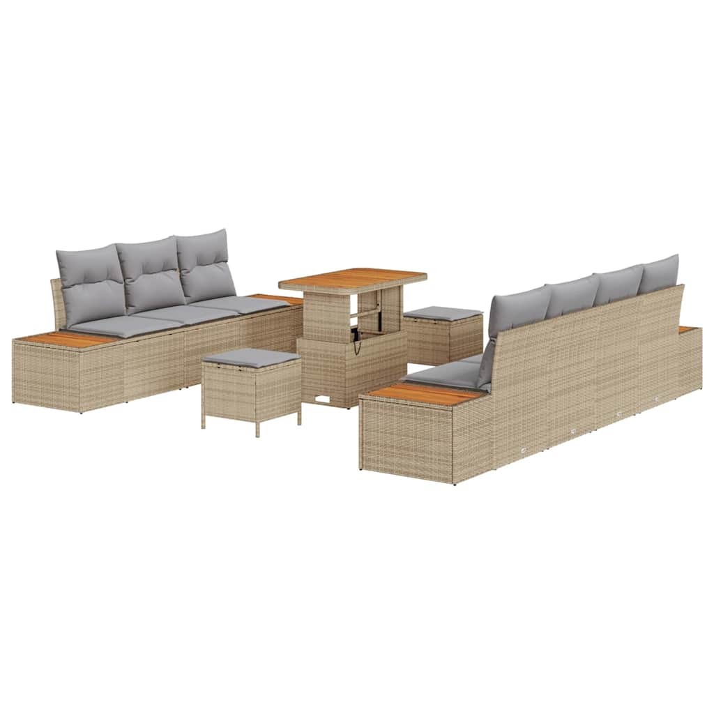 Tuinbankenset met kussen met opslag 10 pcs Beige Poly riet is nu te koop bij PeponiXL, paradijselijk wonen!