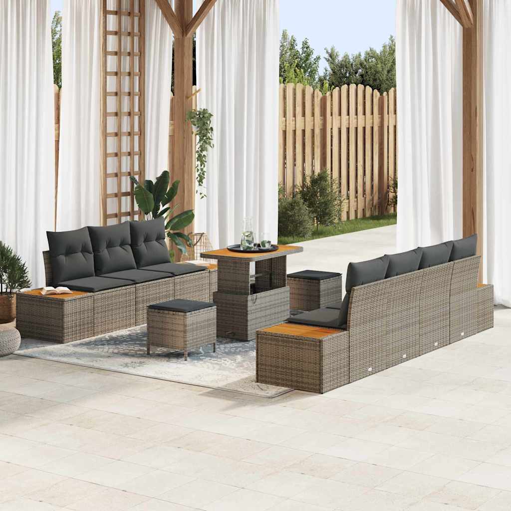 Tuinbankenset met kussen met opslag 10 pcs Grijs Poly riet is nu te koop bij PeponiXL, paradijselijk wonen!