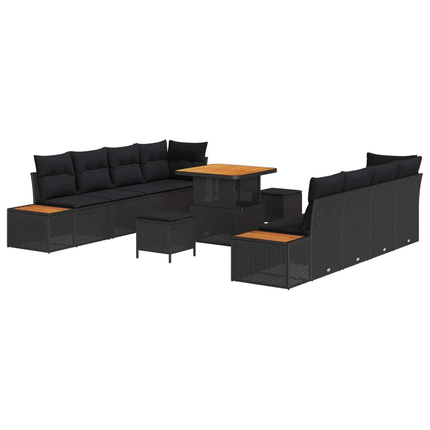 Tuinbankenset met kussen met opslag 11 pcs Zwart Poly riet is nu te koop bij PeponiXL, paradijselijk wonen!